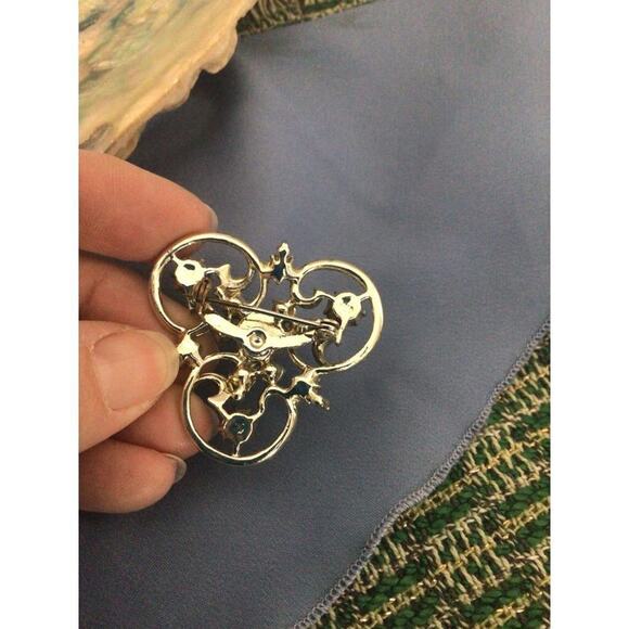 Vintage Mid Century Brooch Pin Silver & Sapphire - Picture 2 of 11